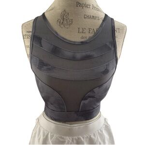 🔥 LA SOCIETY Abstract gray silver mesh Sports Bra Size Small